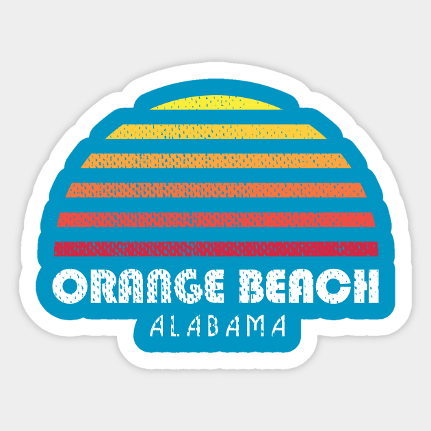 Orange Beach Alabama Retro Vintage Style Distressed Sunset Sticker by PodDesignShop